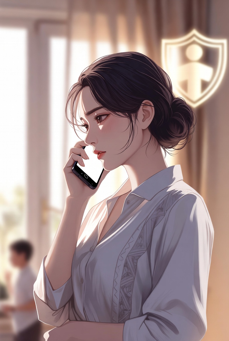 Một người đang gọi điện thoại — minh họa hành động báo tin bảo vệ trẻ em